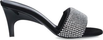 The Attico Rem Crystal Sandals In Black Fabric