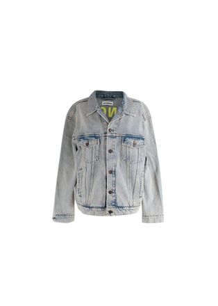 Balenciaga Acid-wash denim neon printed logo back jacket Size XS