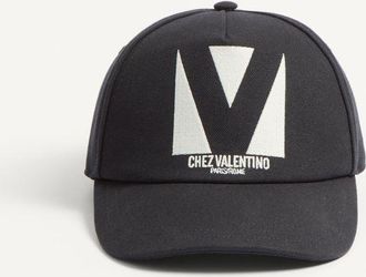 Valentino Garavani Baseball Cap Chez Valentino In Cotone Con Ricamo Uomo NERO/AVORIO 57