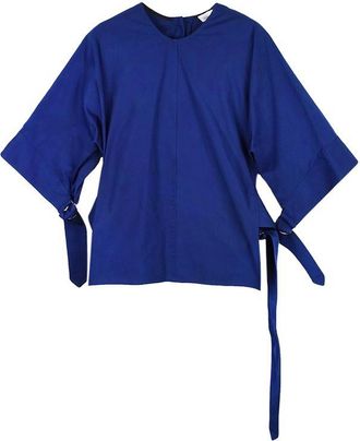 Victoria Beckham Klein Blue Cotton Top Size XS