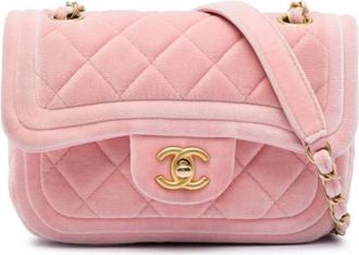 Chanel Pre-owned Velvet Flap Shoulder Bag - Dames - Vintage Schoudertas - Roze - ONE Size - Vintage