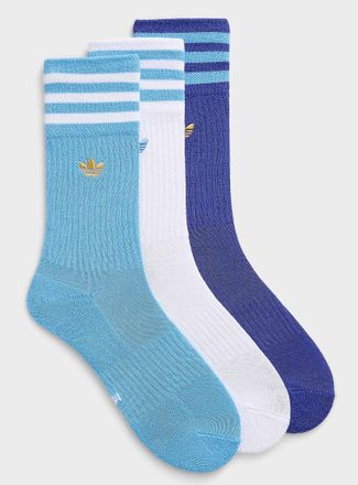 adidas Mens Embroidered logo triple-stripe ribbed socks 3-pack