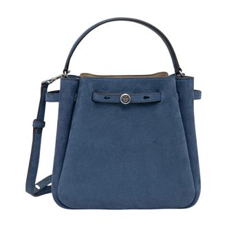 Tory Burch Tassen, Dames, Blauw, ONE Size, Leer, Romy Nubuck Bucket Bag
