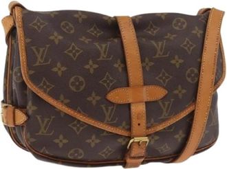 Louis Vuitton Pre-owned Monogram Canvas Shoulder Bag - Dames - Vintage Schoudertas - Bruin - ONE Size - Leer - Vintage