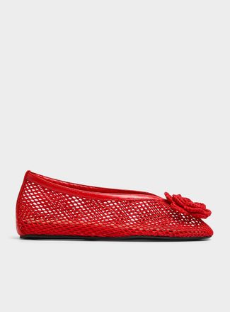 Ganni Womens Jenny scarlet mesh ballet flats Women