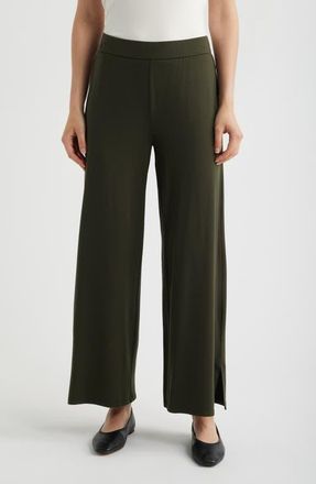 Eileen Fisher Side Slit Wide Leg Ankle Pants in Woodland at Nordstrom, Size Xx-Small