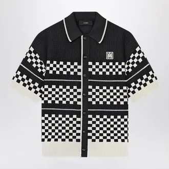 Amiri Checkered mesh sweater with logo embroidery