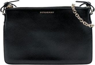 Burberry Pre-owned Cross Body Bags, female, Black, Size: ONE SIZE Pre-owned Leather Crossbody Bag