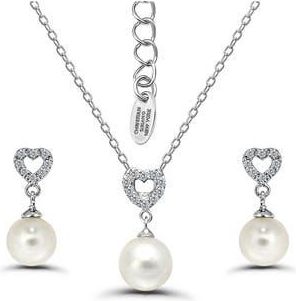 Christian Siriano Cubic Zirconia & Faux Pearl Drop Earrings & Necklace Set in Silver at Nordstrom Rack