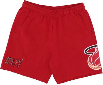 Mitchell & Ness Miami Heat Vintage Logo Fleece Shorts - Heren - Fitness - Rood - L - Katoen - Fitness