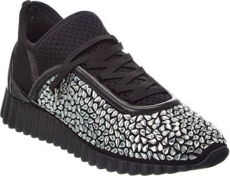 Ferragamo Ferragamo Mes Strass Leather-Trim Sneaker