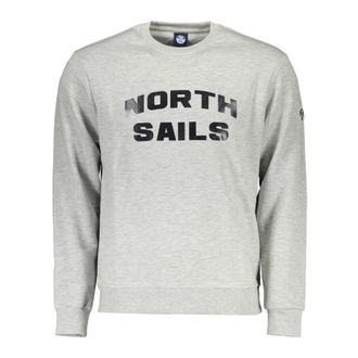 North Sails Hoodies & sweatvesten, Heren, Grijs, XL, Grijze Bedrukte Sweater met Lange Mouwen
