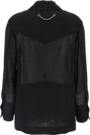 Ferragamo Womens Black Virgin Wool Blouse