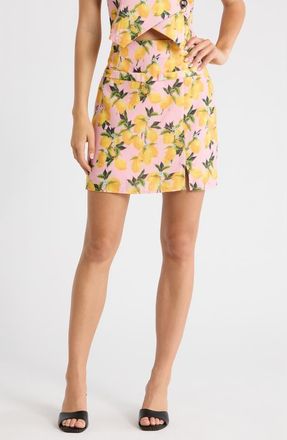 Sugarlips Desery Lemon Print Miniskirt in Yellow-Multi at Nordstrom, Size X-Large
