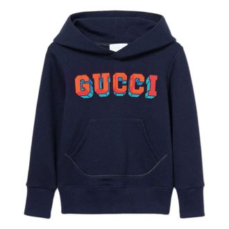 Gucci Kids Sweatshirts, male, Blue, 6 Y, Fleece Cotton Sweatshirt
