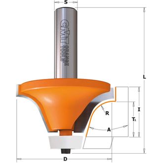 CMT 980.541.11 Fresa P/biselar R/c&oacute;nc. C/rod. P/corian Hw S=12 D=54 A=18&deg; R=12.7