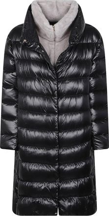 Herno Lange Donsjas - Dames - Dons jassen - Zwart - S - Leer - Jassen