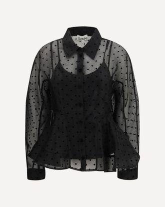 Ganni Polka dot organza Shirt Female 38