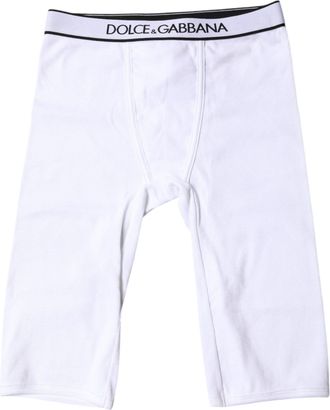Dolce & Gabbana White Logo Cotton Cropped Tights Womens Underwear