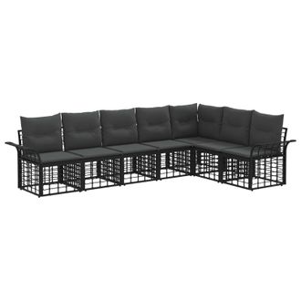 vidaXL Conjunto De Sof&aacute;s De Exterior 7 Pcs Negro Y Gris Oscuro Vidaxl