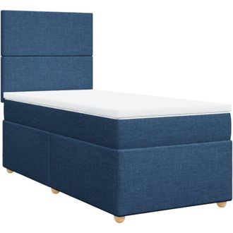 vidaXL Cama Box Spring Con Colch&oacute;n Tela Azul 100x200 Cm Vidaxl