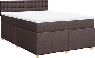vidaXL Vidaxl - Cama Box Spring Con Colch&oacute;n Tela Marr&oacute;n Oscuro 140x200 Cm