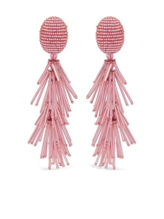 Oscar De La Renta beaded tassel dangling earrings - Pink