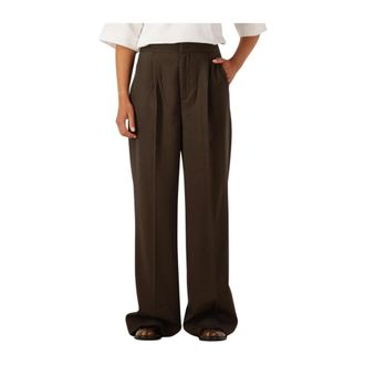 Copenhagen Muse Broeken, Dames, Bruin, L, Polyester, Groene op maat gemaakte broek voor herfst/winter