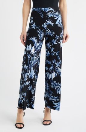 Anne Klein Pull-On Wide Leg Pants in Anne Black Multi at Nordstrom, Size Xx-Small