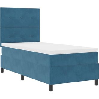 vidaXL Cama Box Spring Con Colch&oacute;n Terciopelo Azul Oscuro 80x200 Cm Vidaxl