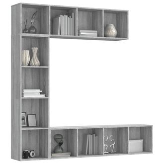 Berkfield Home Classic 3 Piece Book/TV Cabinet Set Grey Sonoma 180x30x180 cm | Size: 180 x 30 x 180 cm