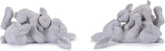 Melrose International Laying Rabbit with Baby Bunny Figurine (Set of 2) - Gray