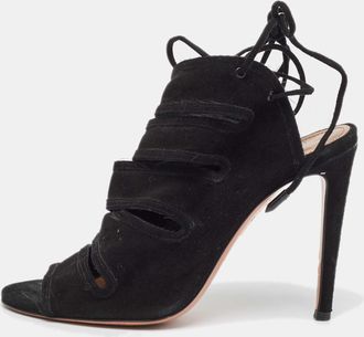 Aquazzura Black Suede Sloane Sandals