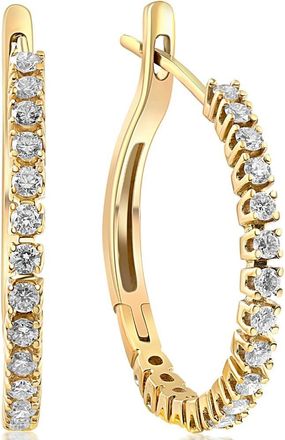 Pompeii3 1/2 ct Diamond Hoops 10K Yellow Gold 1 Tall