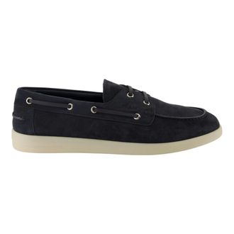 Prada Sailor Shoes, male, Blue, Size: 9 1/2 US Suede Moccasins