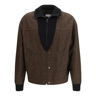 Maison Margiela Wollen jack met rits en hoge kraag - Heren - Jassen - Bruin - Maat: L Wol