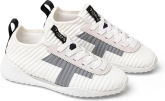 Tod's Ribbed Leather Lace-Up Sneaker - White
