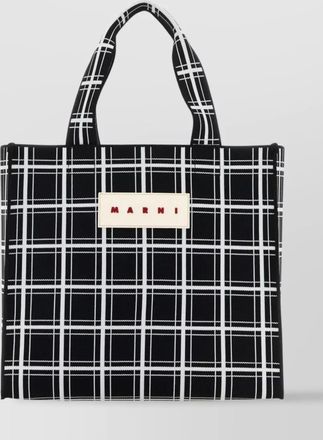 Marni na checked jacquard tote bag