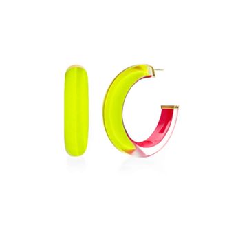 Gold & Honey Womens Small Illusion Inside Out Lucite Hoop Earrings In Lime/pink