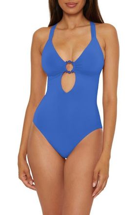 BECCA by Rebecca Virtue Marble Canyon Ring One-Piece Swimsuit in Ocean at Nordstrom, Size Small