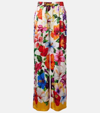 Dolce & Gabbana Floral silk-blend satin palazzo pants