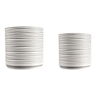 Jonathan Y Designs Flo MidCentury Modern Indoor Ripple Eco-Friendly 3D Printed Planters with Drainage, Sand/Olive (Set of 2)