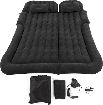 OEM Colch&oacute;n De Viaje Inflable Multifuncional 2 En 1, Coj&iacute;n De Descanso De Pvc Suave Y Flocado Para Coche/suv, Negro
