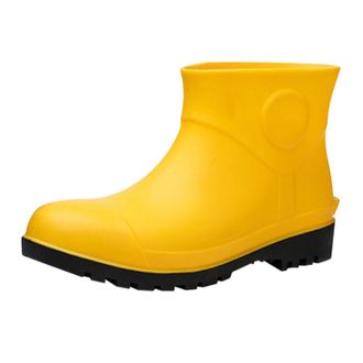 Generic Work Rain Boots for Men, Shock and Puncture Resistant for Industrial and Mining, Oil and Alkali Resistant, White Water Shoes, Tube, No Fleece Lining, 