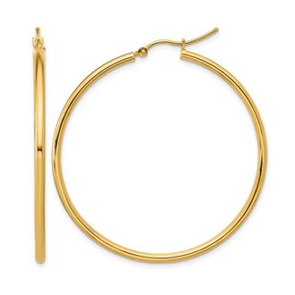 Diamond2Deal 10K Gold Round Hinged Hoop Earrings