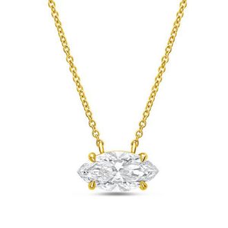 Diana M. Jewels 14kt yellow gold lab grown marquise east west diamond pendant weighing 2.00 ct in a prong setting