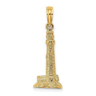 Diamond2Deal 14k Yellow Gold 3D Cape May, NJ Lighthouse Charm
