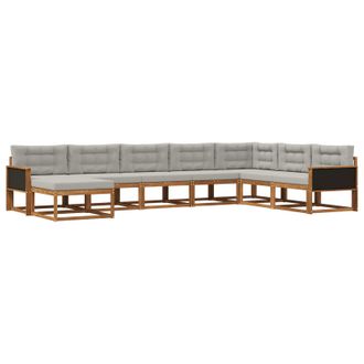 vidaXL Conjunto De Sof&aacute;s De Exterior 8 Pcs Natural Y Gris Claro Vidaxl