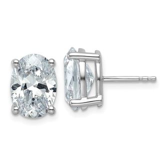 Diamond2Deal 14k White Gold 5 ctw Lab Grown Diamond Oval Stud Earrings