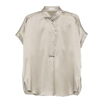 Brunello Cucinelli Brunello Cucinelli, Blouses, female, Green, Size: M Silk Shirt